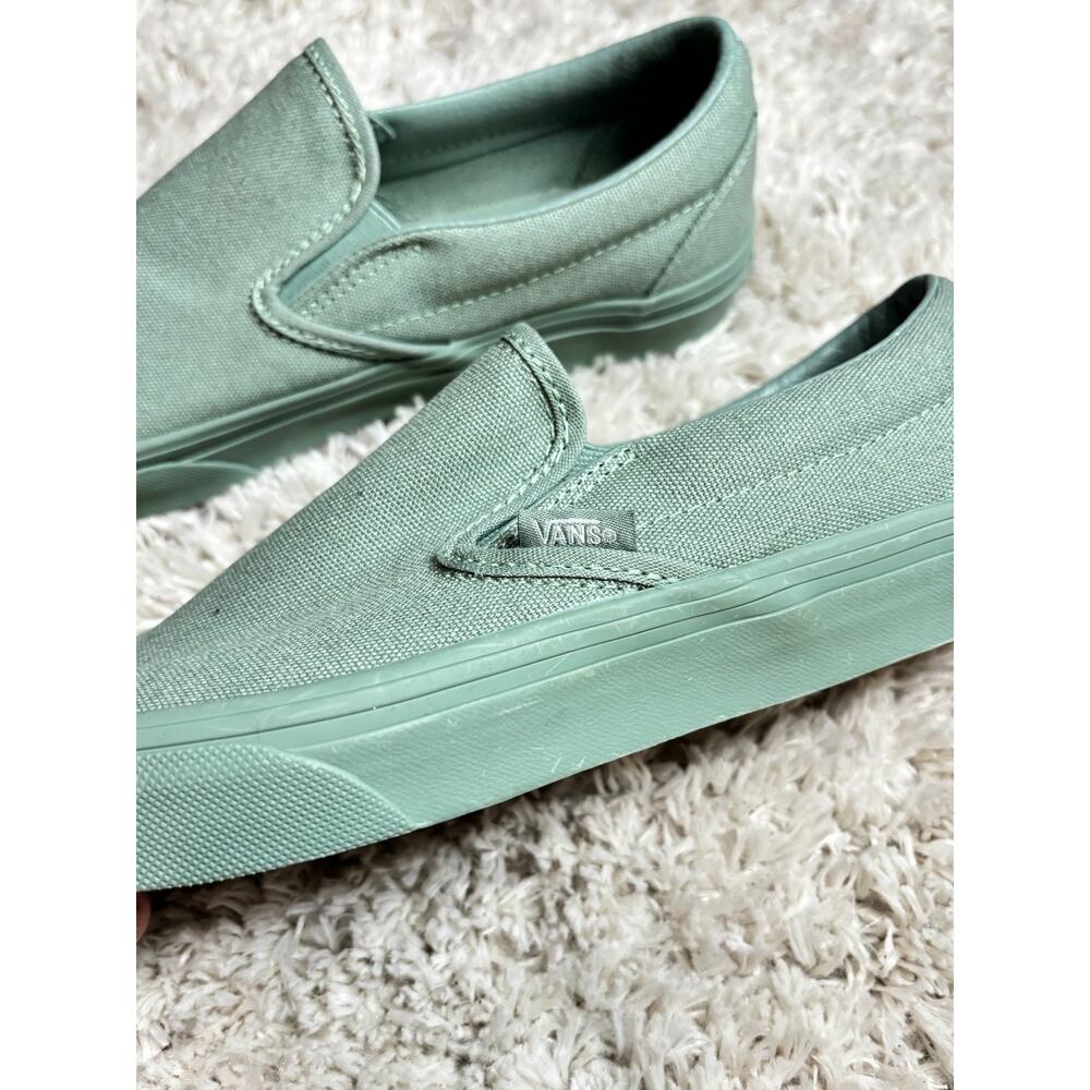 Vans Slip-On Canvas Sneakers in Sage Green - Picture 3 of 5